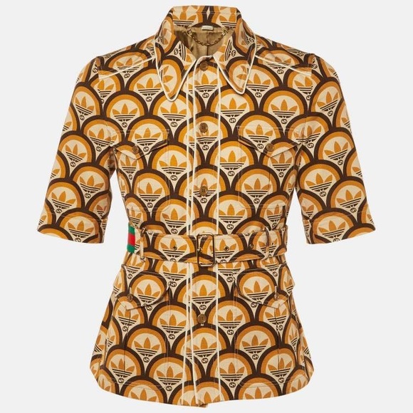 Gucci Other - Gucci X Adidas Orange GG Trefoil Cotton Belted Jacket Size 52